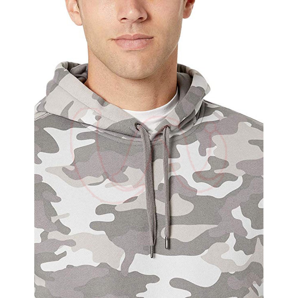 High Quality OEM Pullover Hoodie for Men New Fashion Camouflage Print with Pockets Polyester Fleece Hood Collar Plain Pattern