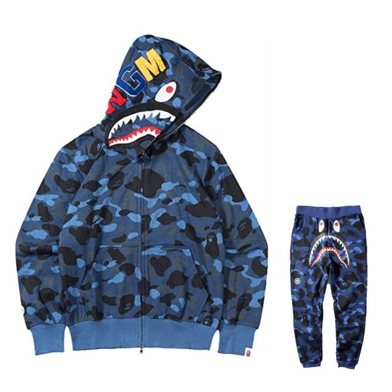 2023 Fashion Two Piece 3D Digital Print Shark Head Unisex Sweatshirt Set