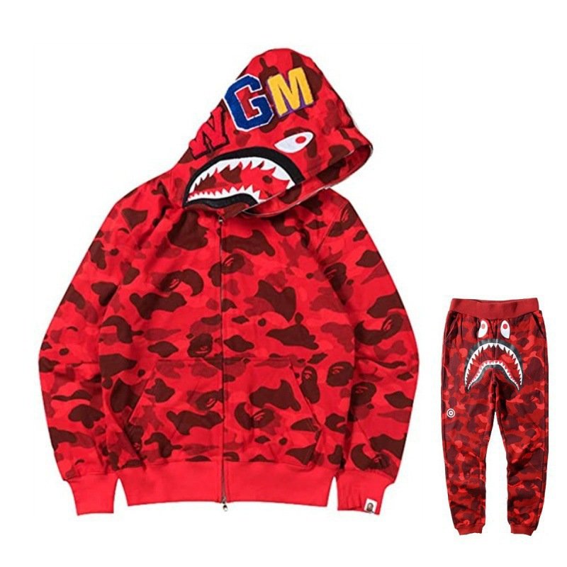 2023 Fashion Two Piece 3D Digital Print Shark Head Unisex Sweatshirt Set