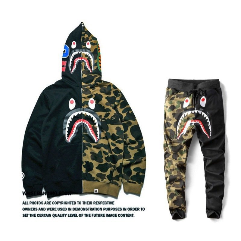 2023 Fashion Two Piece 3D Digital Print Shark Head Unisex Sweatshirt Set
