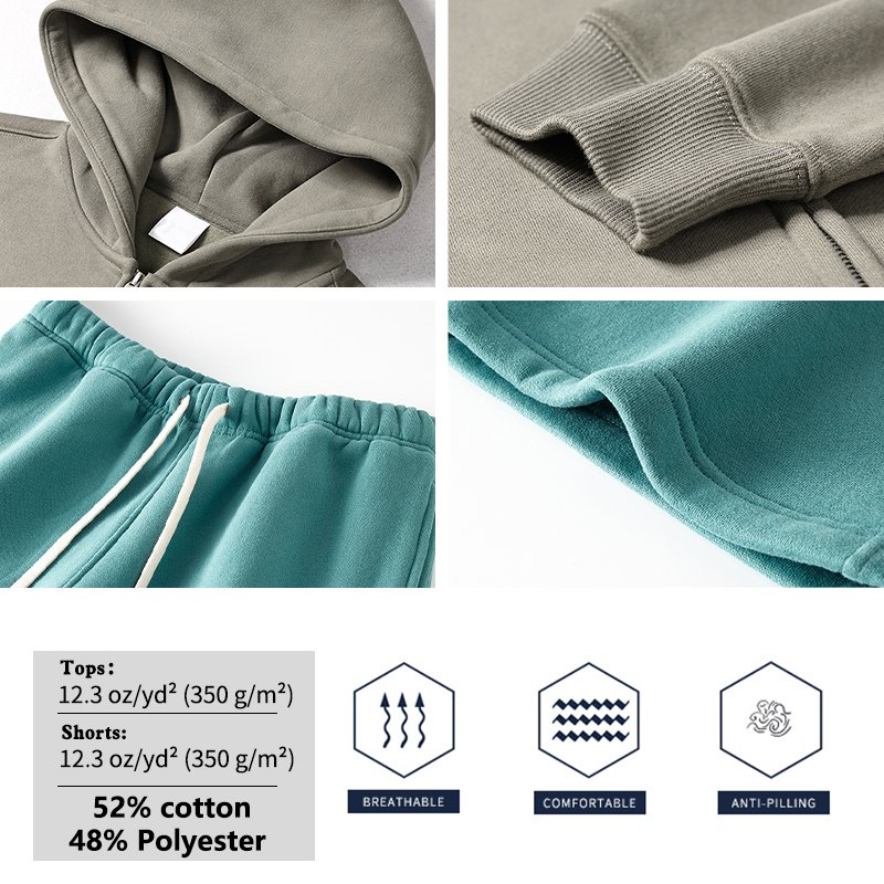 YLS Custom Wholesale Men's Jogging Track Suit 2 Piece Set Cotton 350 GSM Sweat Suits Men Zip Up Hoodie Tracksuits