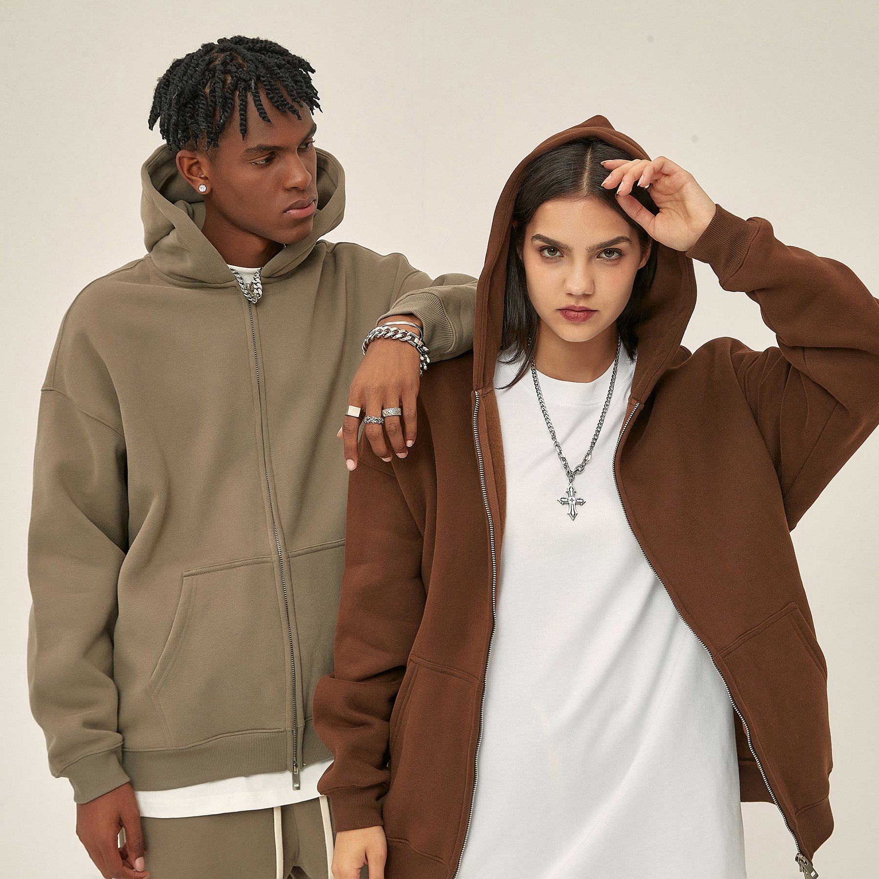 SanDian High Quality 2023 Metal Zipper 350G Velvet Mens Jackets Ribbed Cuff Custom Hoodie Long Sleeve Zip Up Hoodies