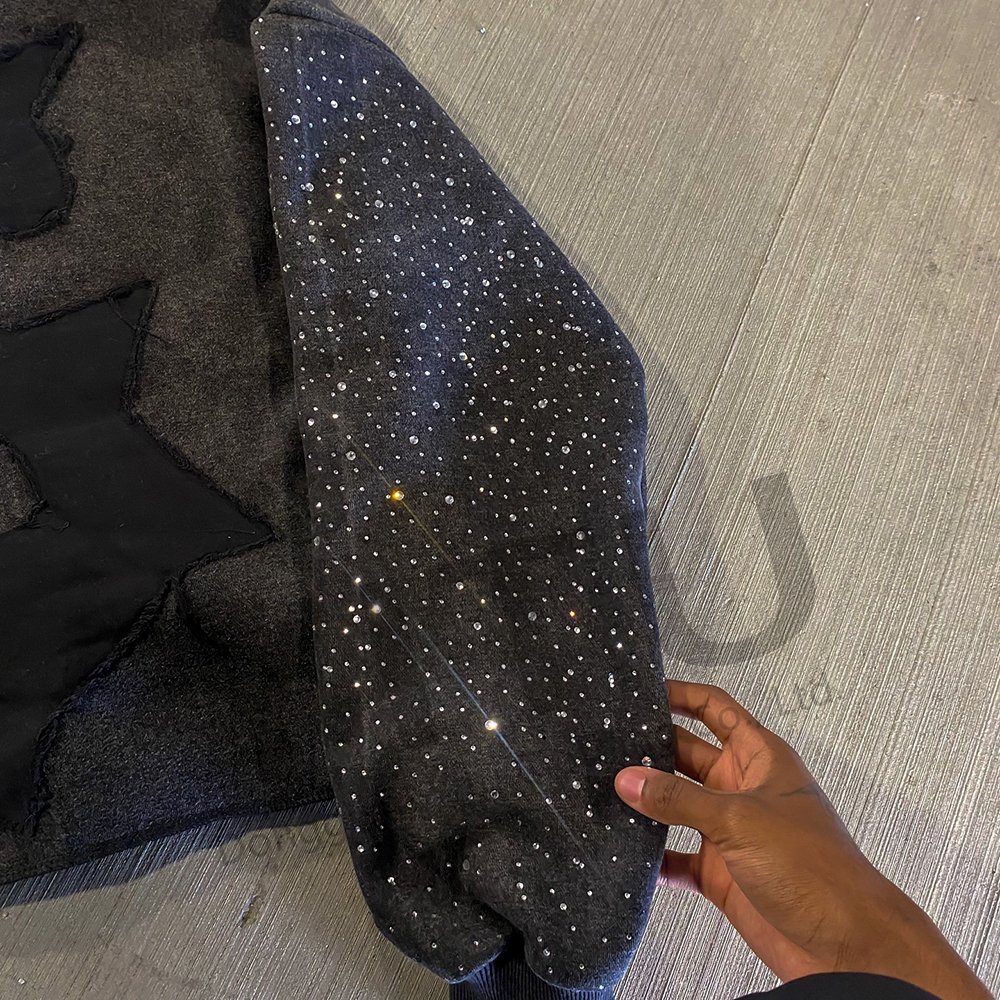 Custom zipper vintage sun faded distressed applique embroidery streetwear acid wash rhinestone men's hoodies & sweatshirts