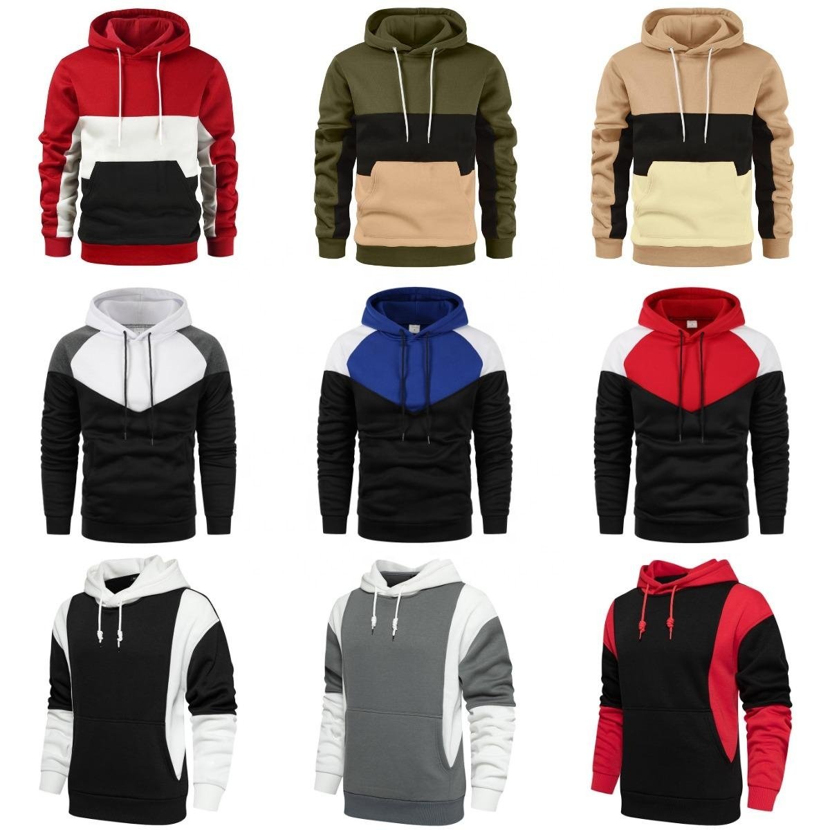 Wholesale High Quality Casual Men's Hoodies Sweatshirt New Color Blocking Man Sports Top Fashion Print Sweatshirt Oversized