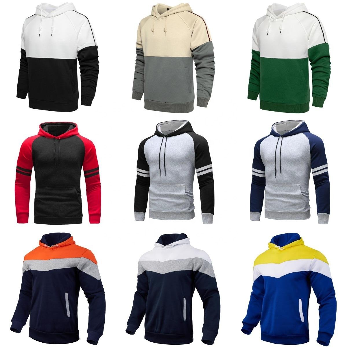 Wholesale High Quality Casual Men's Hoodies Sweatshirt New Color Blocking Man Sports Top Fashion Print Sweatshirt Oversized
