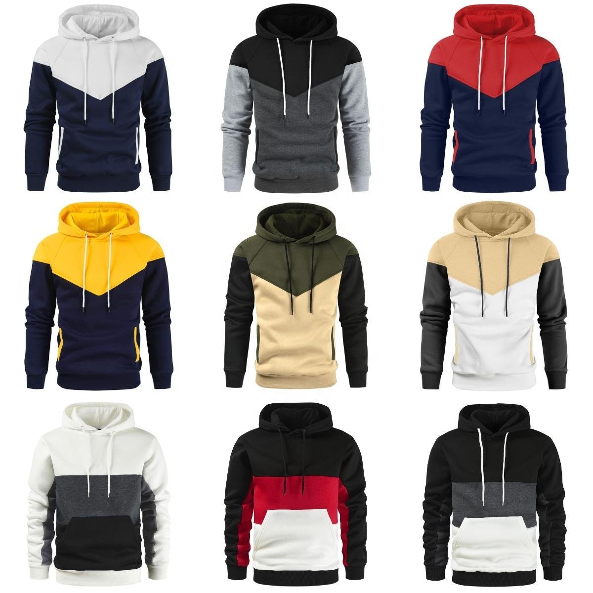 Wholesale High Quality Casual Men's Hoodies Sweatshirt New Color Blocking Man Sports Top Fashion Print Sweatshirt Oversized