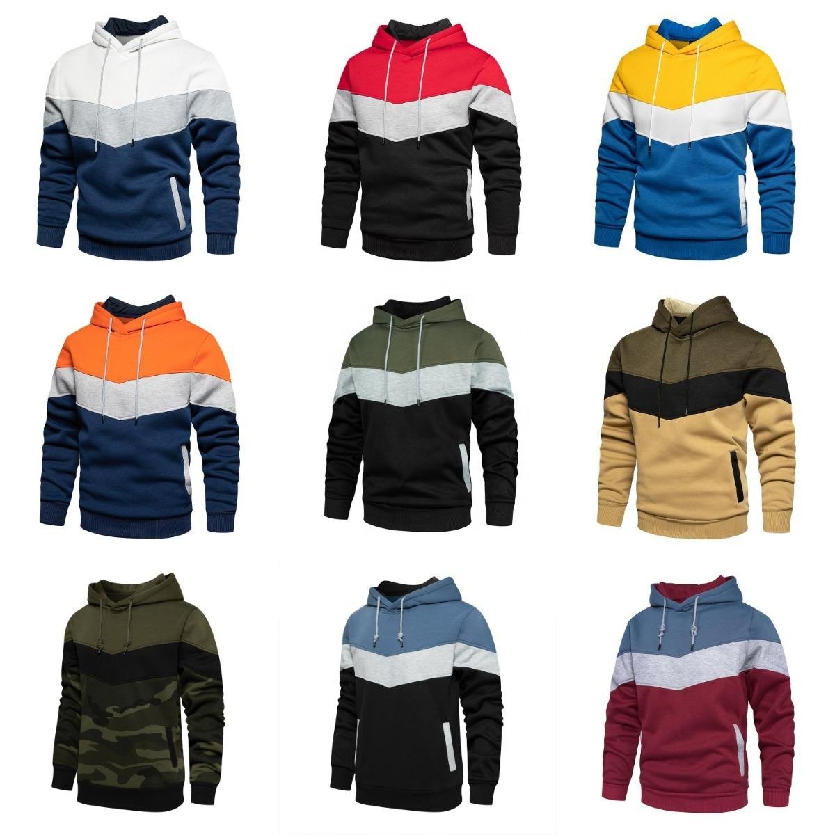 Wholesale High Quality Casual Men's Hoodies Sweatshirt New Color Blocking Man Sports Top Fashion Print Sweatshirt Oversized