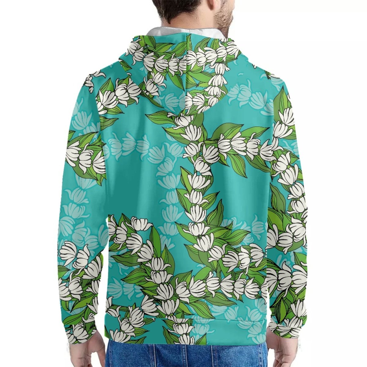 New Dropshipping Men's Hoodie Sweatshirt Custom Polynesia Hawaii Lei with Maile Leaves & Pikake & Puakenikeni Hooded Sweatshirt