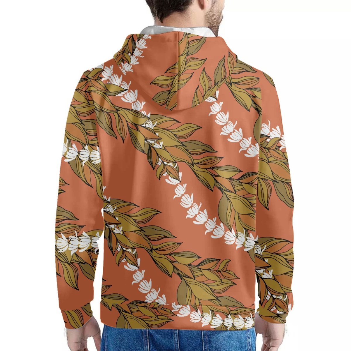 New Dropshipping Men's Hoodie Sweatshirt Custom Polynesia Hawaii Lei with Maile Leaves & Pikake & Puakenikeni Hooded Sweatshirt