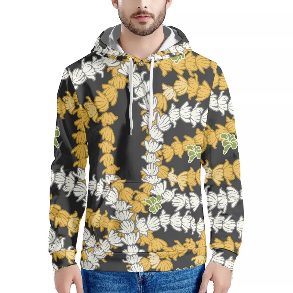 New Dropshipping Men's Hoodie Sweatshirt Custom Polynesia Hawaii Lei with Maile Leaves & Pikake & Puakenikeni Hooded Sweatshirt