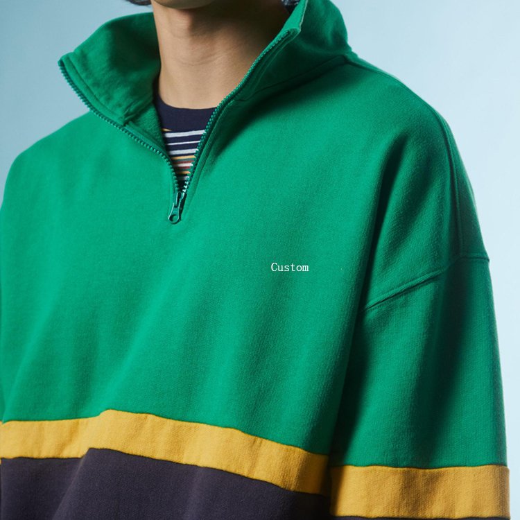 Decheng Oem Oversized Pullover Zip Up Fleece Lined Sweatshirt Men Casual Best Quarter Zip Stripe Men's Hoodies Sweatshirts