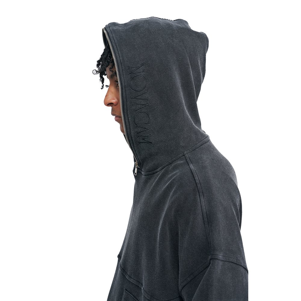 Wholesale New Design Acid Wash Hoodie Half Zipper Hood Plain Hoodie Vintage Oversize Hoodie with 2 Pockets for Men