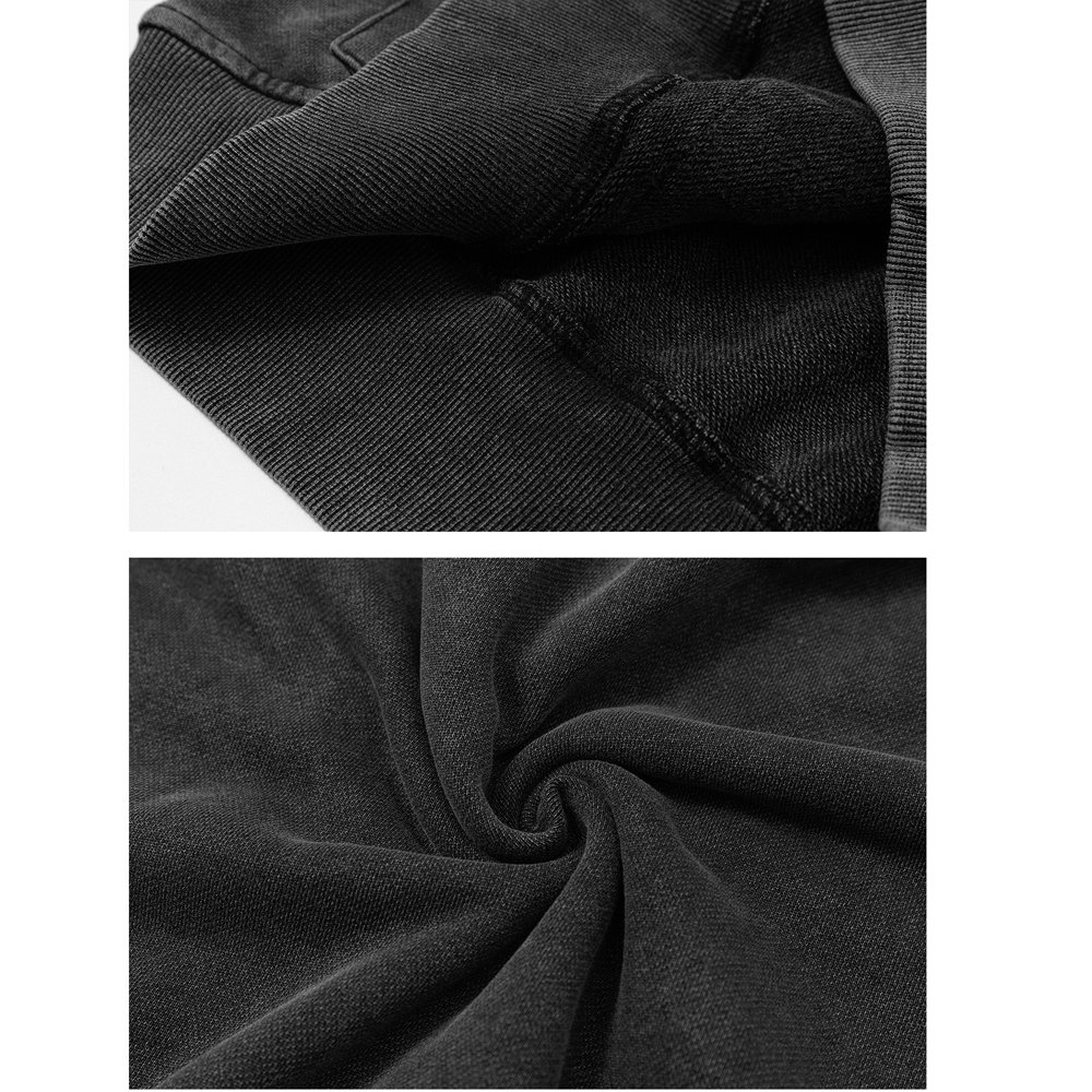 Wholesale New Design Acid Wash Hoodie Half Zipper Hood Plain Hoodie Vintage Oversize Hoodie with 2 Pockets for Men