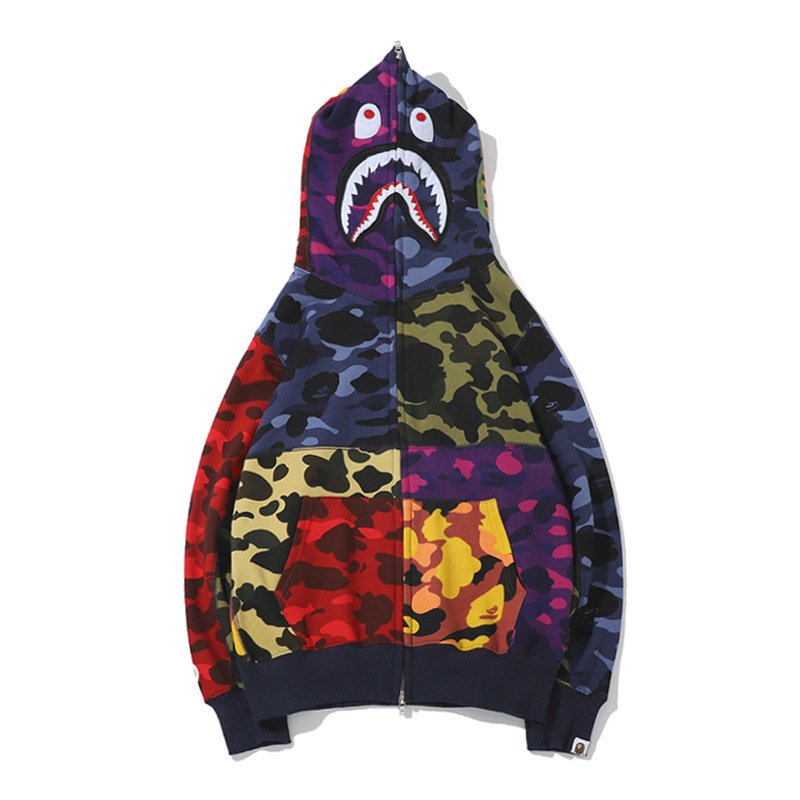 New Technology RUIKE Camouflage Men's Full Zip Up Hoodies Pullover Custom Logo DTG Printing Oversized Hoodie for Men