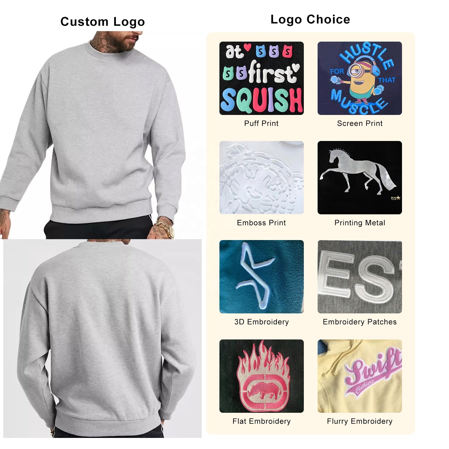 JL1121D Plain Sweatshirts Crew Neck Embroidery Sweatshirt Custom Men's Hoodies Sweatshirts Black Jumper For Men