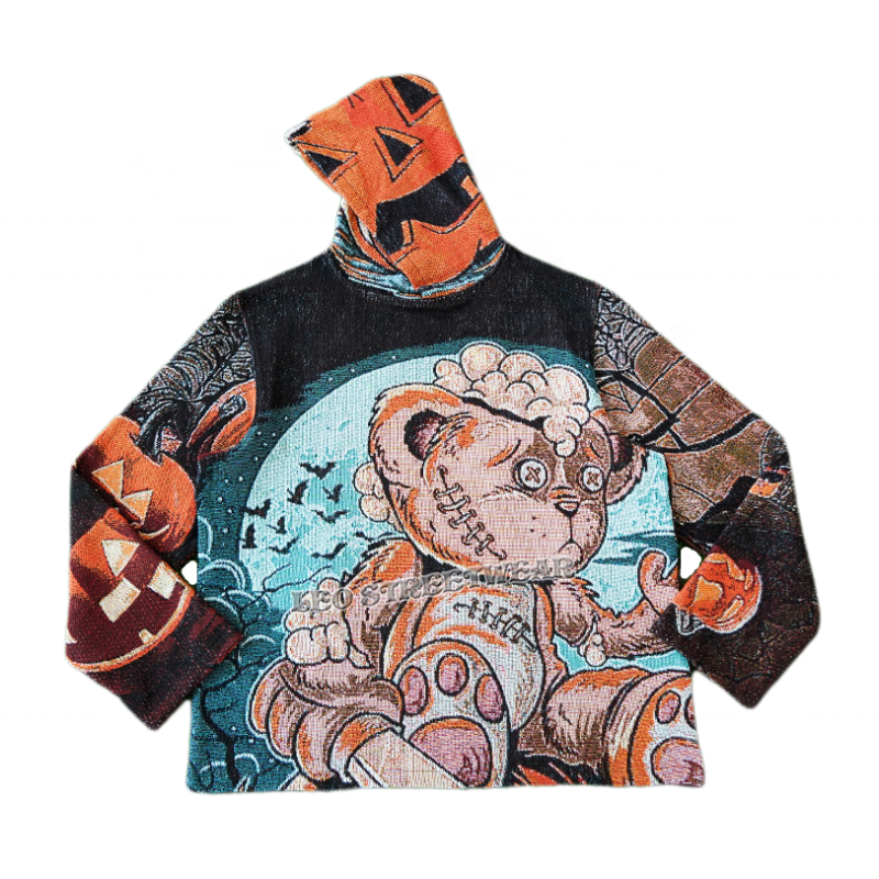 Dropshipping Halloween Tapestry Anime Hoodie Plus Size Satin Hooded Sweatshirt Tapisserie Blankets Oversized Men's Hoodies
