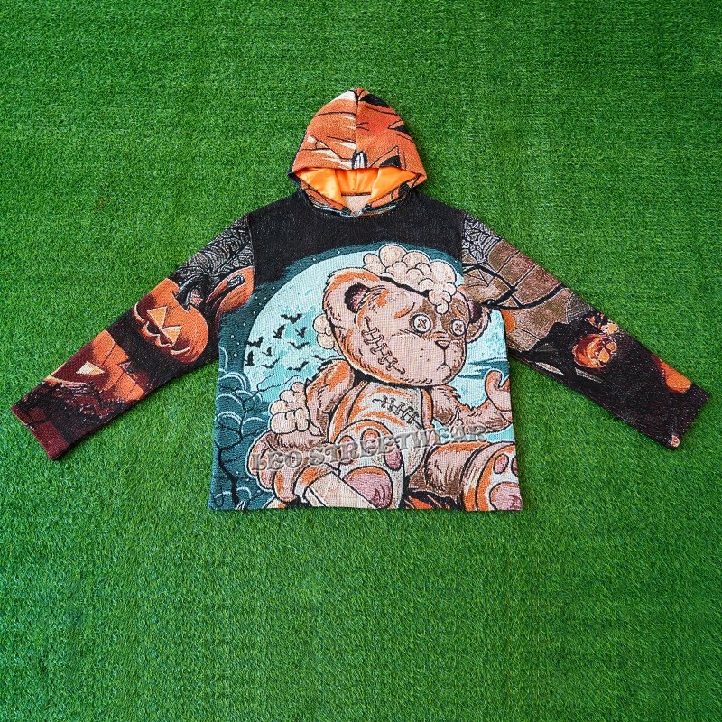 Dropshipping Halloween Tapestry Anime Hoodie Plus Size Satin Hooded Sweatshirt Tapisserie Blankets Oversized Men's Hoodies