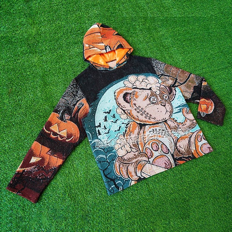 Dropshipping Halloween Tapestry Anime Hoodie Plus Size Satin Hooded Sweatshirt Tapisserie Blankets Oversized Men's Hoodies