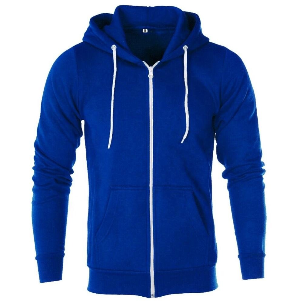 New Plain Men's Hoodie Fleece Zip Up Hoody Jacket Sweatshirt Hooded Zipper Top men's hoodies & sweatshirts
