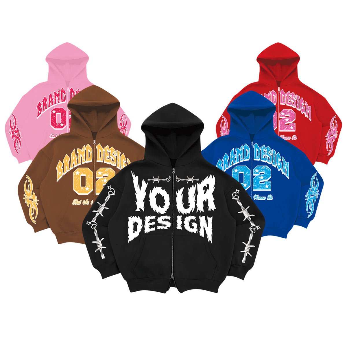 ManufacturerAcid Wash Custom Embroidery Logo Double Zipper Women Printing Cotton Unisex Pullover Sweatshirt Zip Up Men's Hoodies