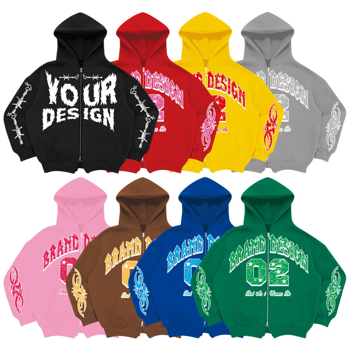 ManufacturerAcid Wash Custom Embroidery Logo Double Zipper Women Printing Cotton Unisex Pullover Sweatshirt Zip Up Men's Hoodies
