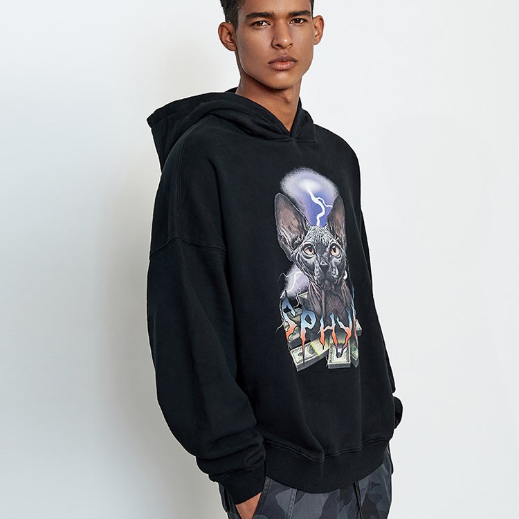 Custom 100% cotton black heavy weight silk screen printing hoodie plus size men's hoodie