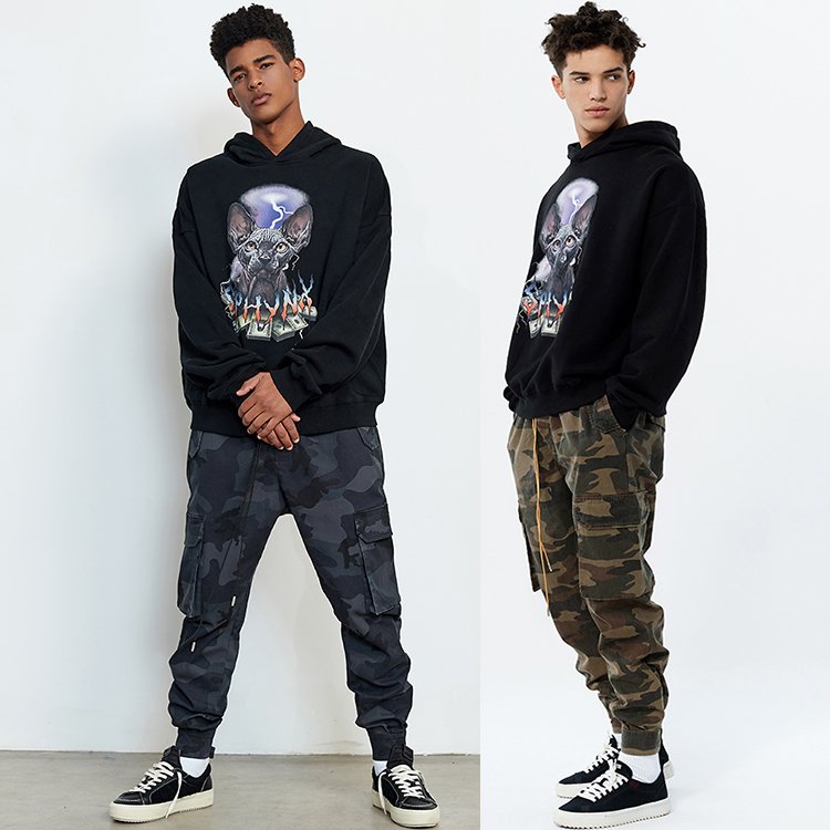 Custom 100% cotton black heavy weight silk screen printing hoodie plus size men's hoodie