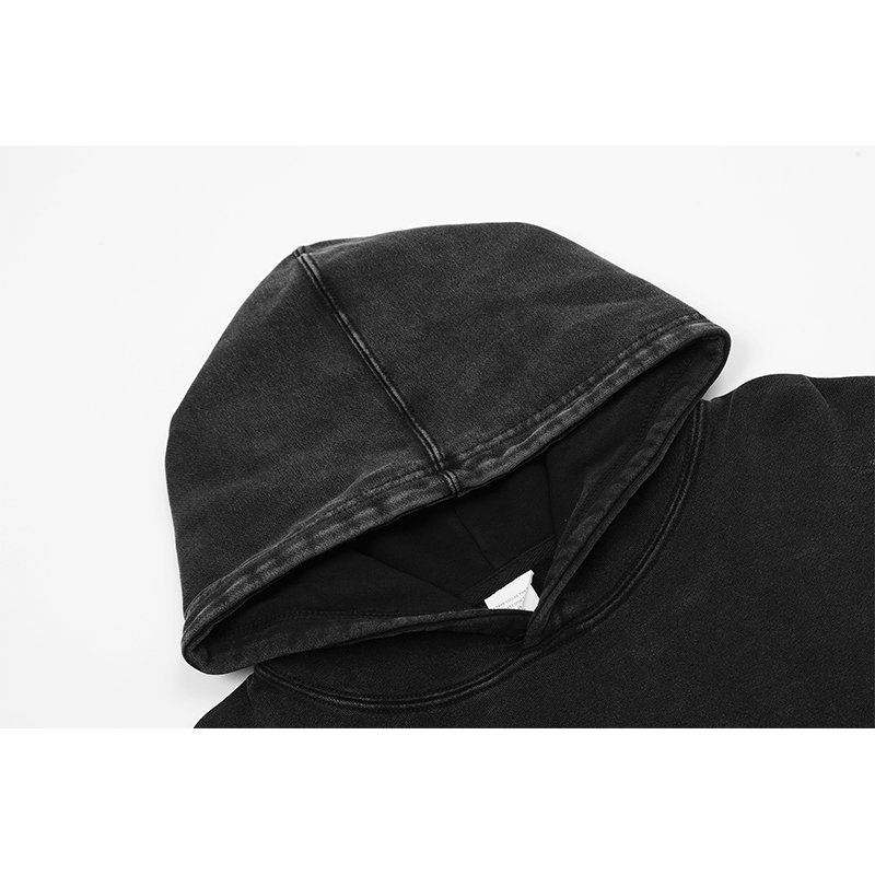 Wholesale High Quality Heavyweight 400G 100% Cotton Oversized Vintage Sand Wash Distress Saint Tears Men's Hoodies&Sweatshirts