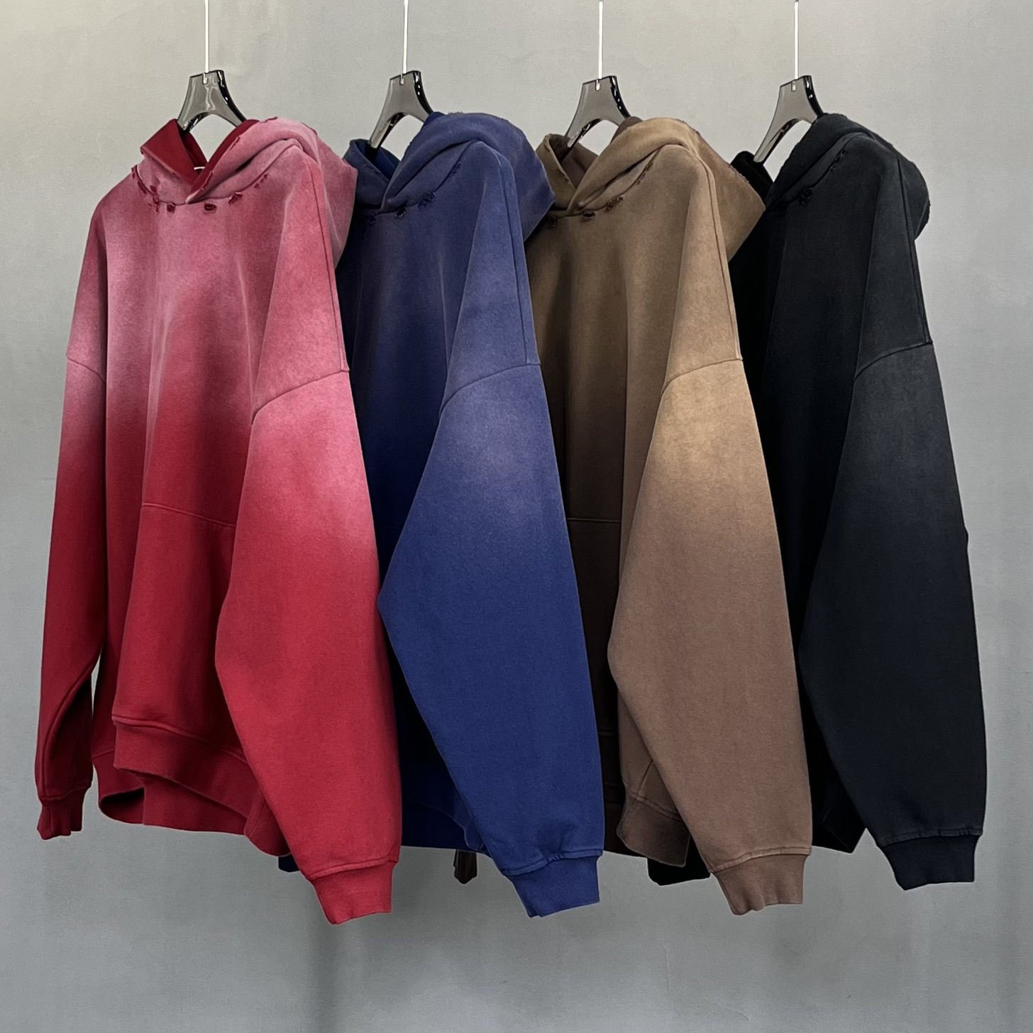 450 gsm Wholesale Streetwear Vintage no string zip up Manufacturers 100% Cotton Unisex Custom Acid Wash Heavyweight Men's Hoodie