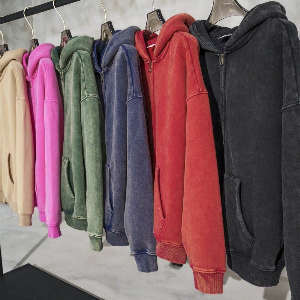 Thickened washed vintage loose zipperCustom Logo Suits Solid Color Blank Plain Tracksuit Hoodie Men Sweatsuit Sets For Men