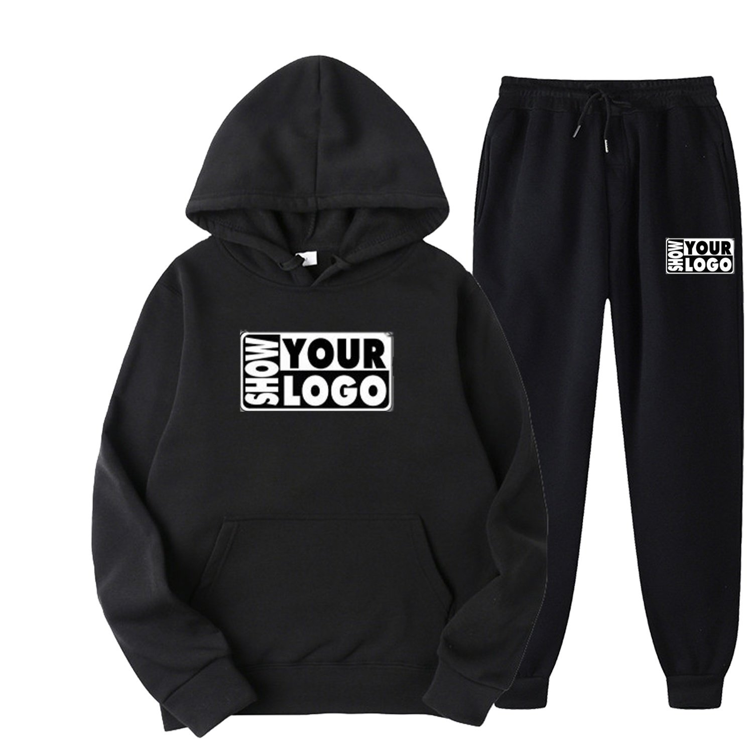 High Quality Custom Logo Blank Cotton Fleece Sweatpants and Hoodie Set Unisex Outdoor Running Casual 2 Piece Hoodie Jogging Set