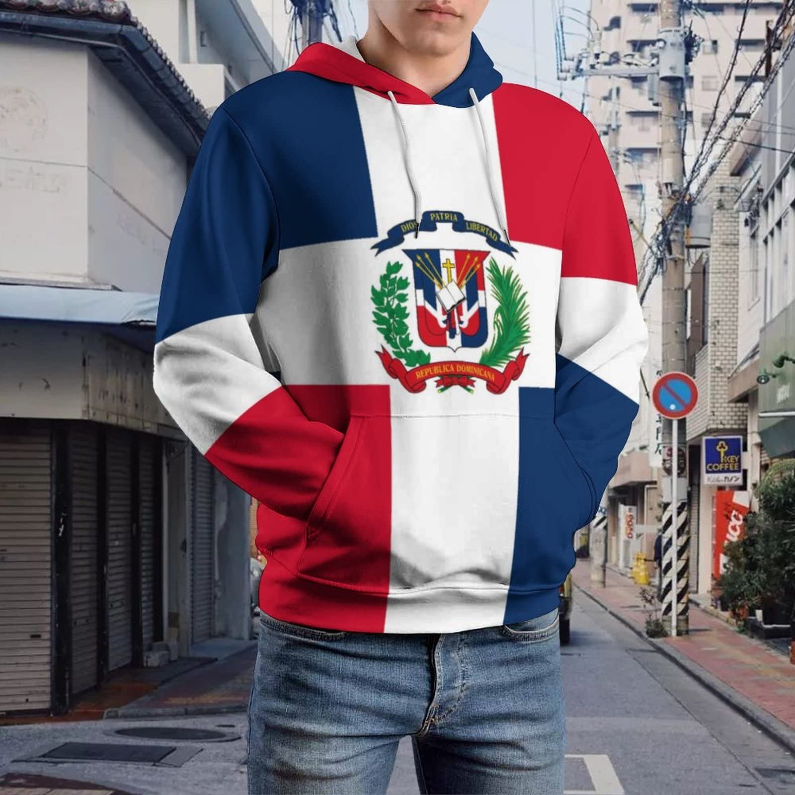 Dominican Republic Flag Custom Adult Sweatshirts Quality Fall Winter Long Sleeve Clothing Wholesale Men Pullover Sports Hoodies