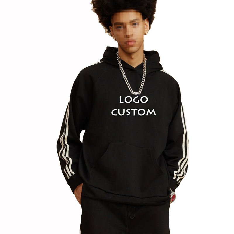 Factory Custom Pullover Oversized Men's Hoodies Casual Vintage Three-bar Color Shoulder Mens Hoodies