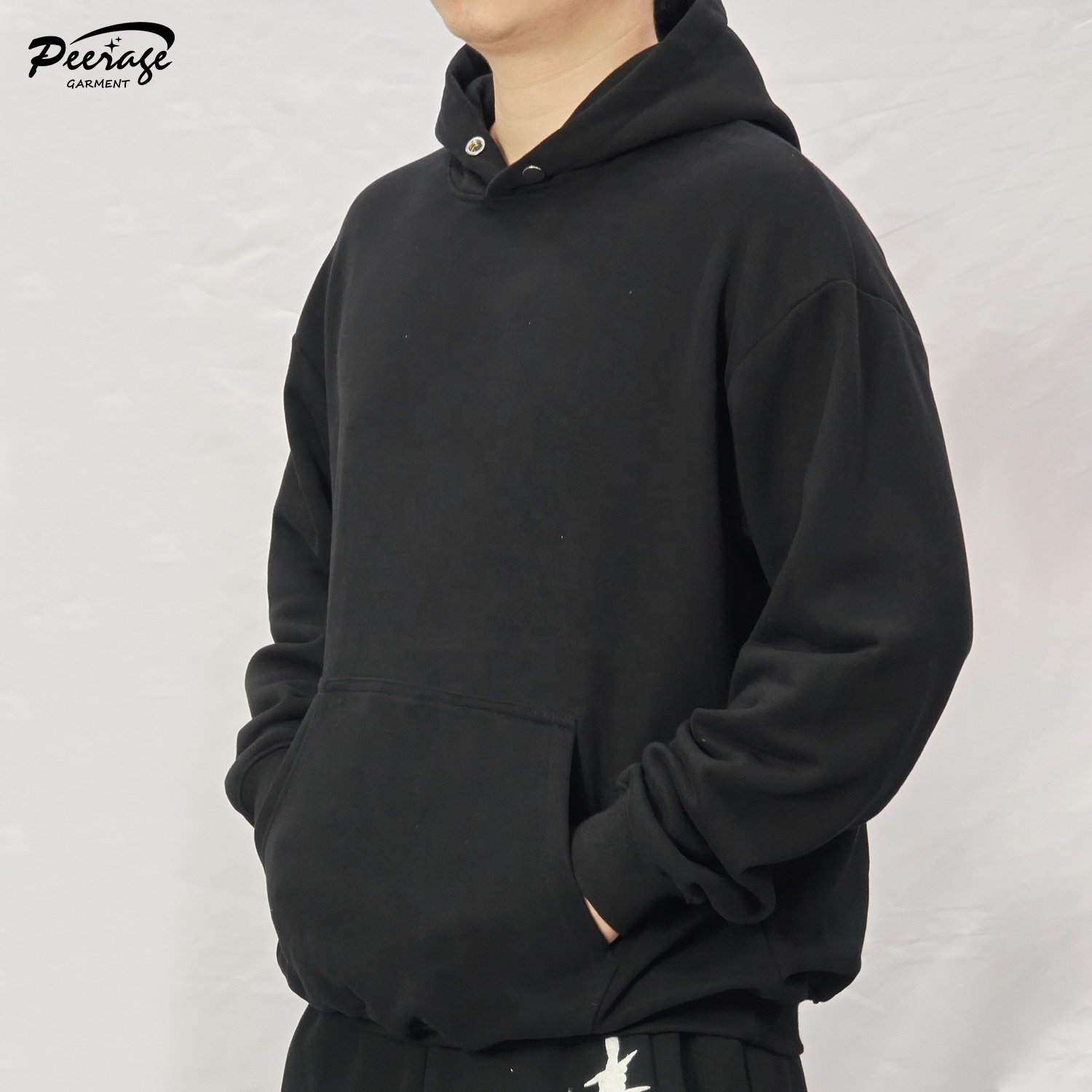 Manufacturer Wholesale Custom Men's Streetwear Blank Plain Oversized 400 Gsm Heavyweight 100% Cotton French Terry Hoodie for Men