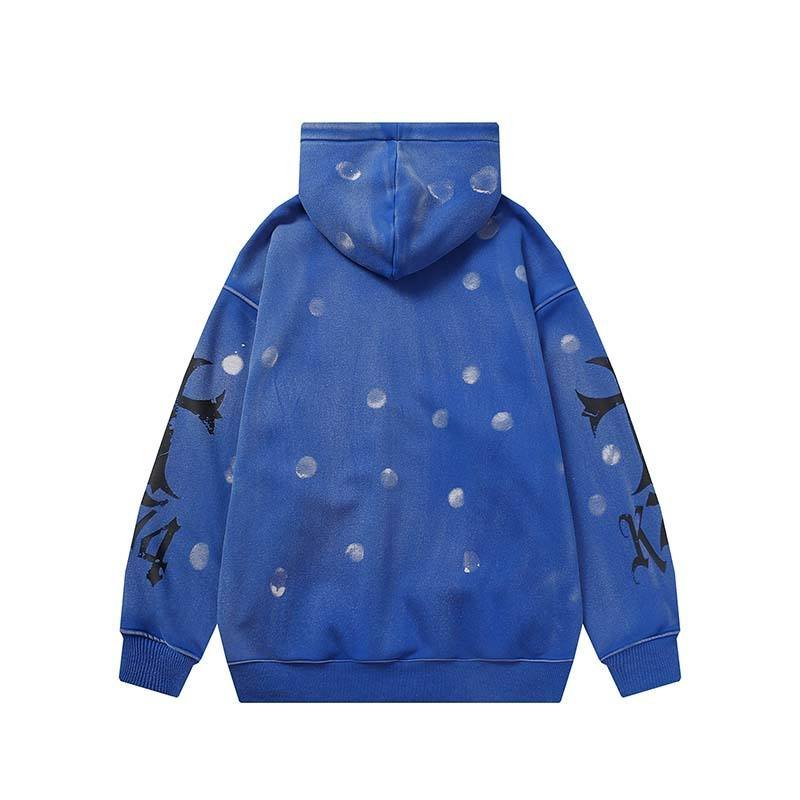 Custom high-quality fashion 100% French wool hoop cotton DTG printed logo retro faded acid stone washed dark gray men's hoodie