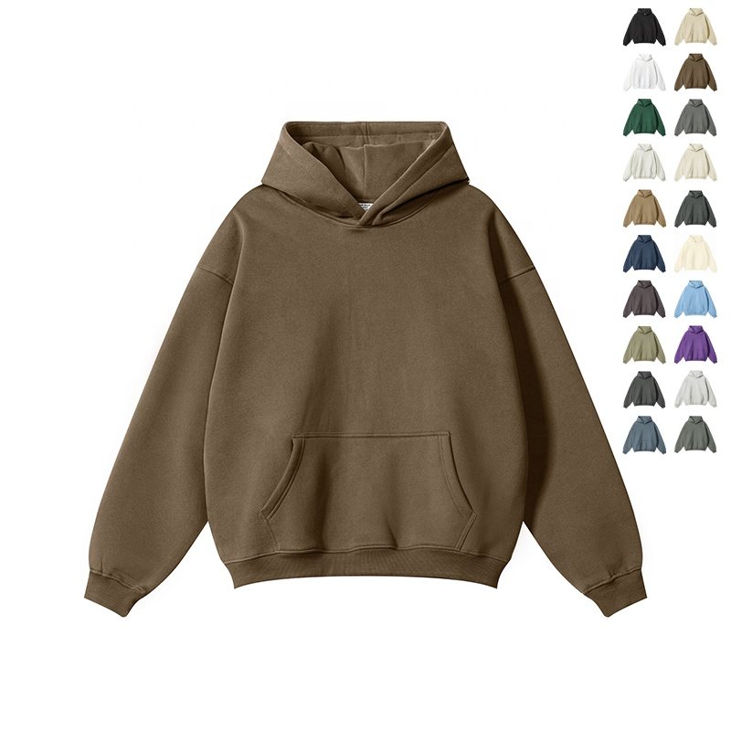 Oem oversized blank hoodie custom embroidery logo pullover plus size men's hoodie drop shoulder heavy fleece hoodies