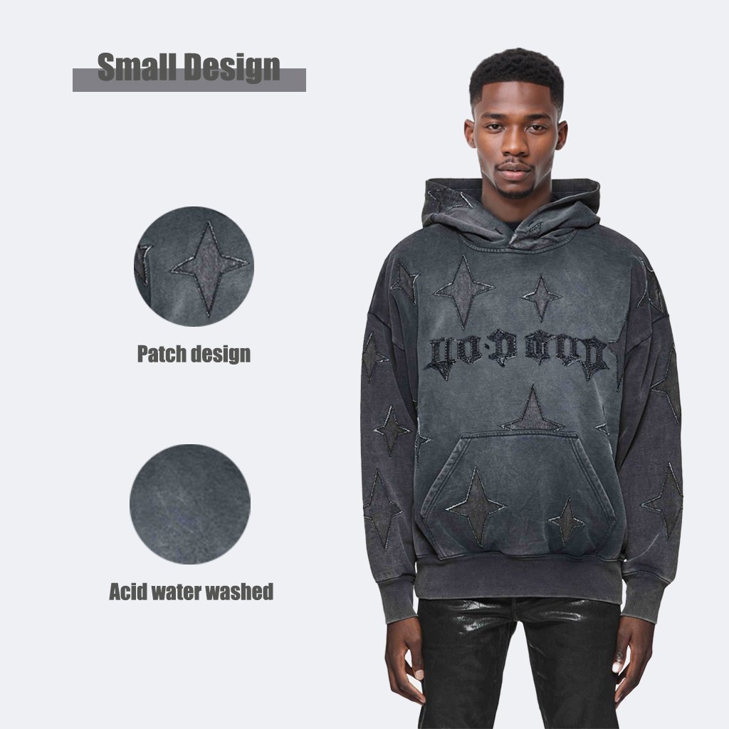 Wholesale men's hoodies oversized 100% cotton streetwear custom 500gsm heavyweight acid water washed distressed hoodies for man