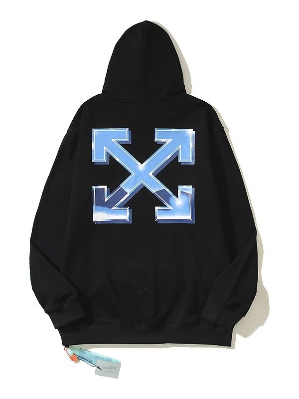 Fall/Winter New OW Metallic Letter Printed Hooded Sweatshirt Men's and Women's Loose Terry Hoodies