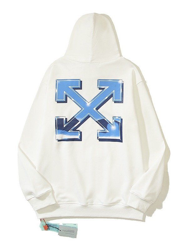Fall/Winter New OW Metallic Letter Printed Hooded Sweatshirt Men's and Women's Loose Terry Hoodies