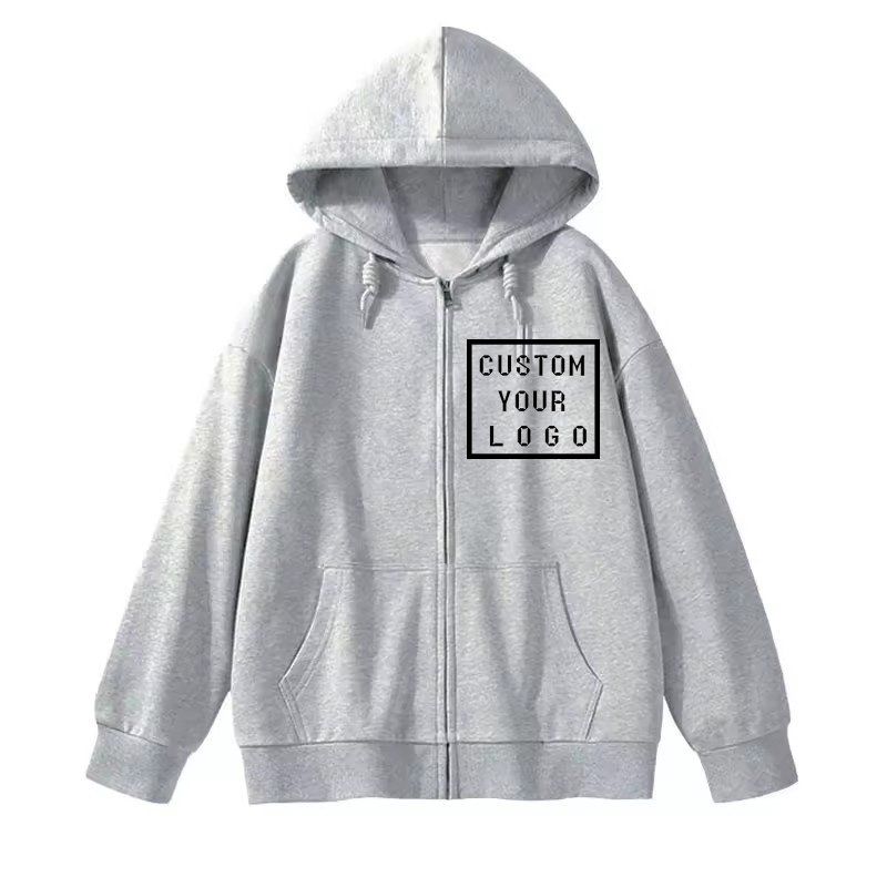 Custom Zip Up Hoodie Oversized 100% Cotton men's hoodies & sweatshirts High Quality Plus Size Zipper Hoodie