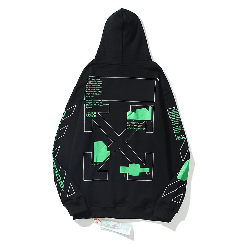 Wholesale High Quality OW 100% Cotton Terry Pullover Hoodie Men's and Women's Hoodies Oversized Thick Hoodie