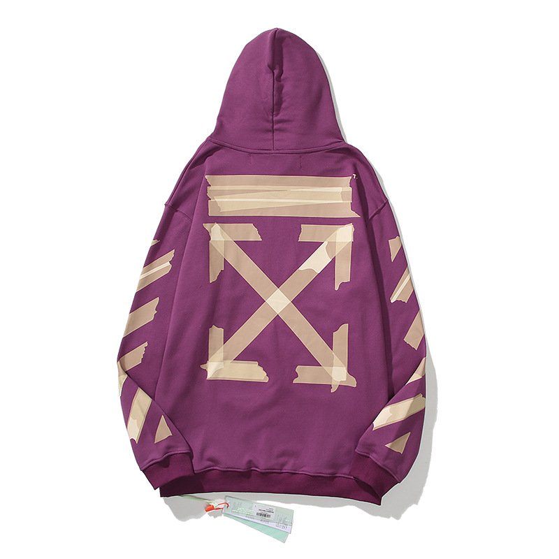 Wholesale High Quality OW 100% Cotton Terry Pullover Hoodie Men's and Women's Hoodies Oversized Thick Hoodie