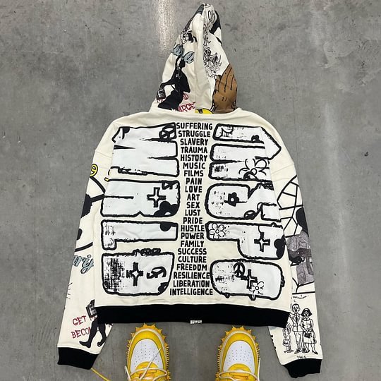 New Design OEM New Fashion Streetwear Digital printing Vintage Cropped Hoodie For Men Loose High Quality Pullover Hoodies