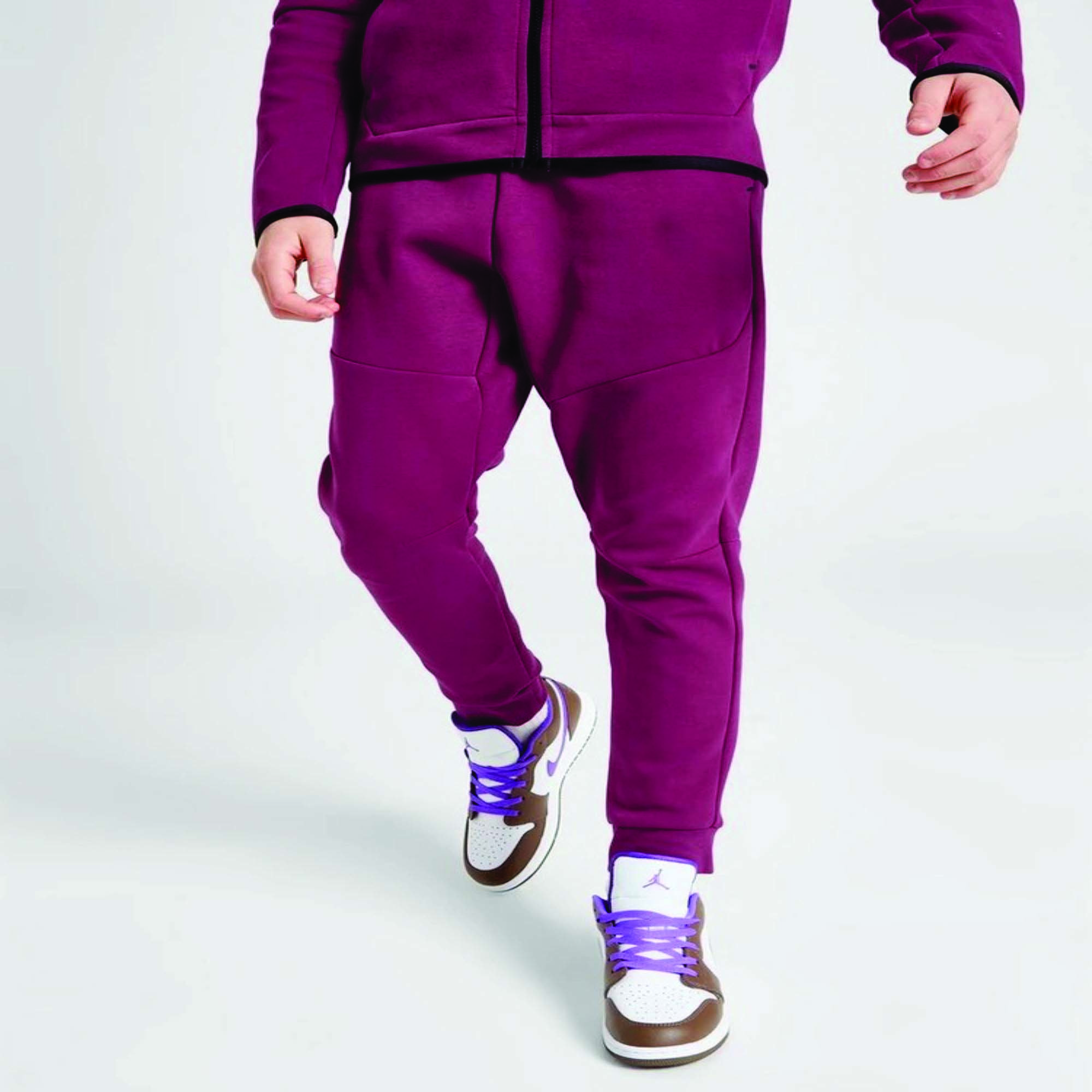 Custom Brand Logo 69% Cotton 31% Polyester Pink Boys Tech Fleece Tracksuit Full Zip Hoodie Joggers Sweatpants Sweatsuit