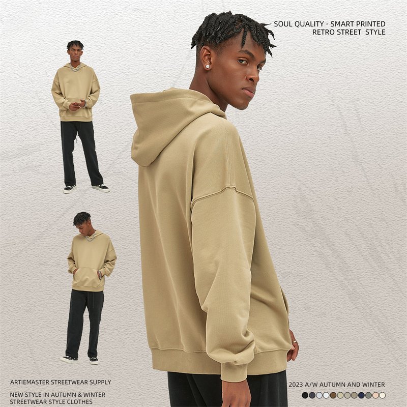 High Quality Winter New Double Thread 400 GSM French Terry 100% Cotton Heavyweight Custom Hooded Trendy Men's Hoodies