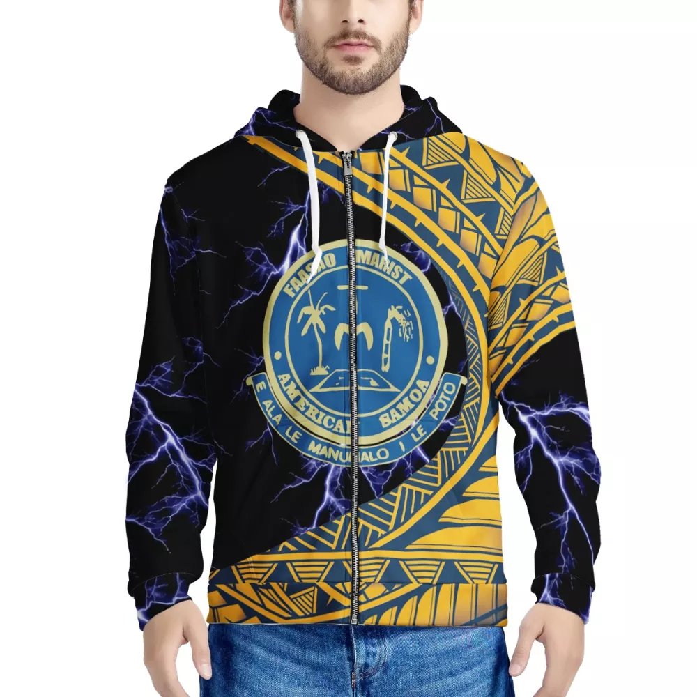 Polynesian Samoan Tribal Design Custom Men Windproof Warm Hoodies With Zipper Mens Oversize Casual Hooded Sweatshirt boy tops
