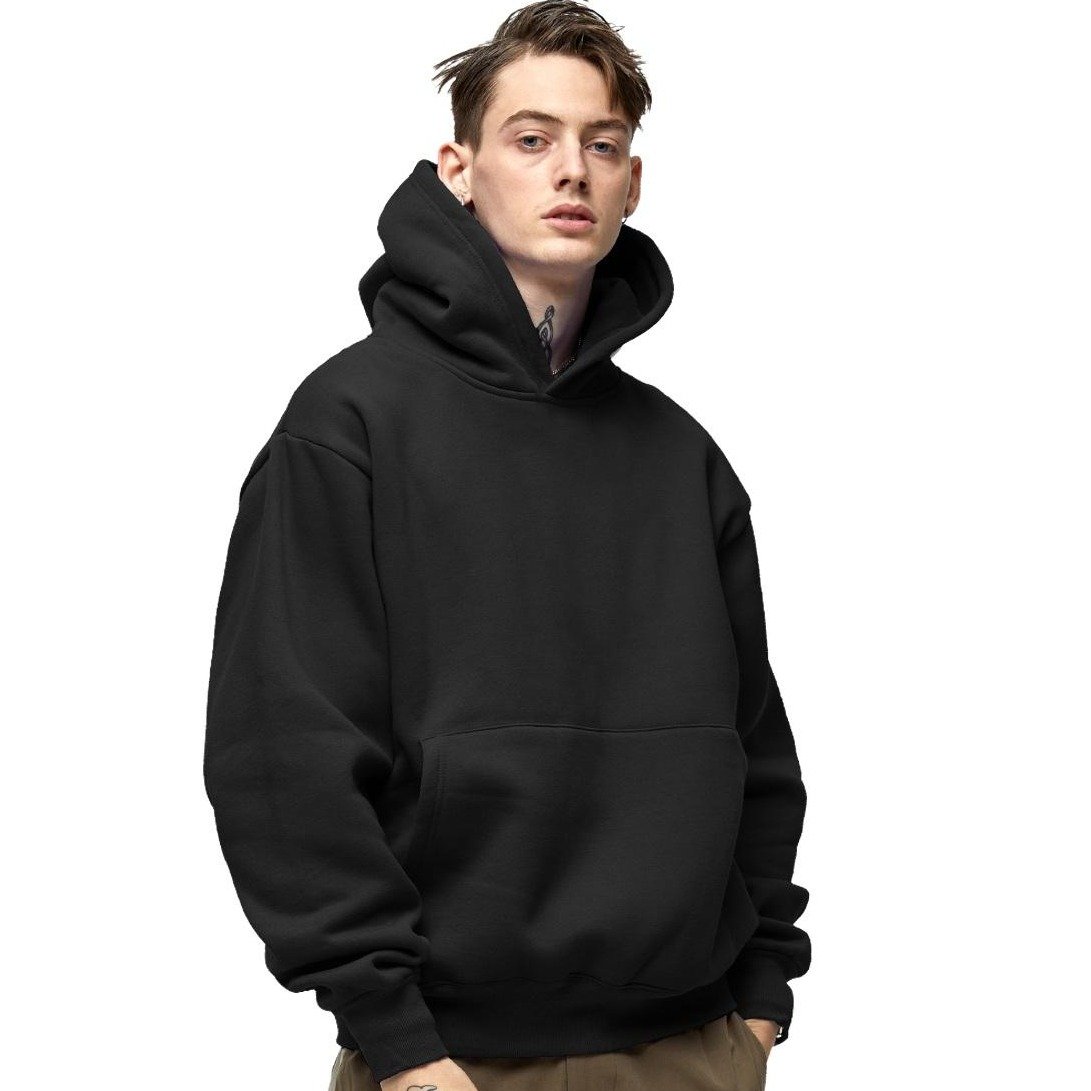 High Quality Cotton Thick Blank Plain Heavyweight Oversized Hoodies No String Custom Logo Plus Size Men's Hoodies