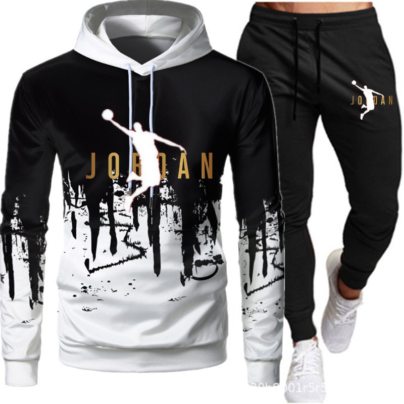 2024 New Autumn/Winter Men's Hoodie Two-Piece Set, Casual Fashion Sports Suit, Factory Stock