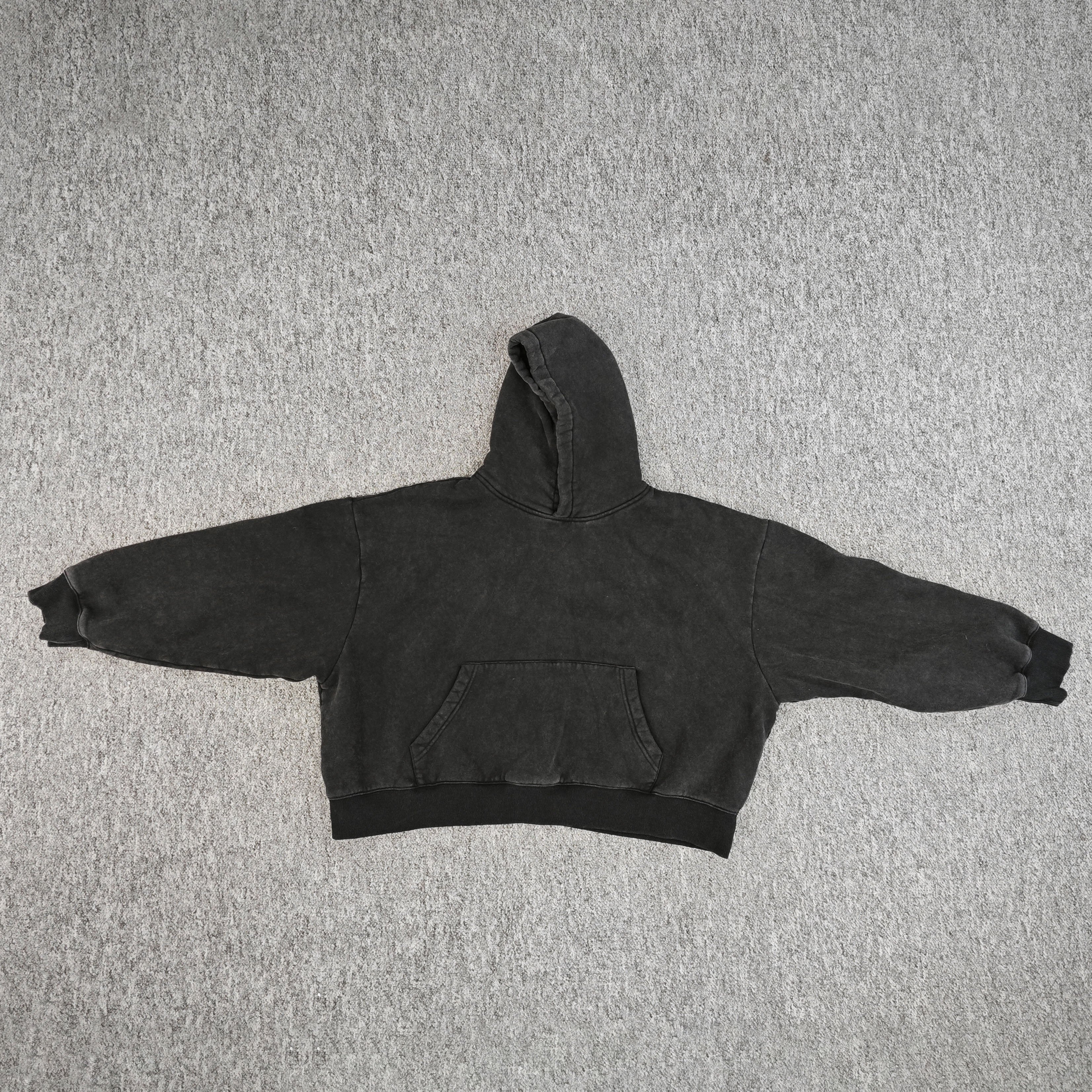 Custom Vintage Logo Acid Wash Rhinestone Boxy Cropped Hoodie Men Sun Faded Patchwork Applique Distressed Embroidered Hoodie