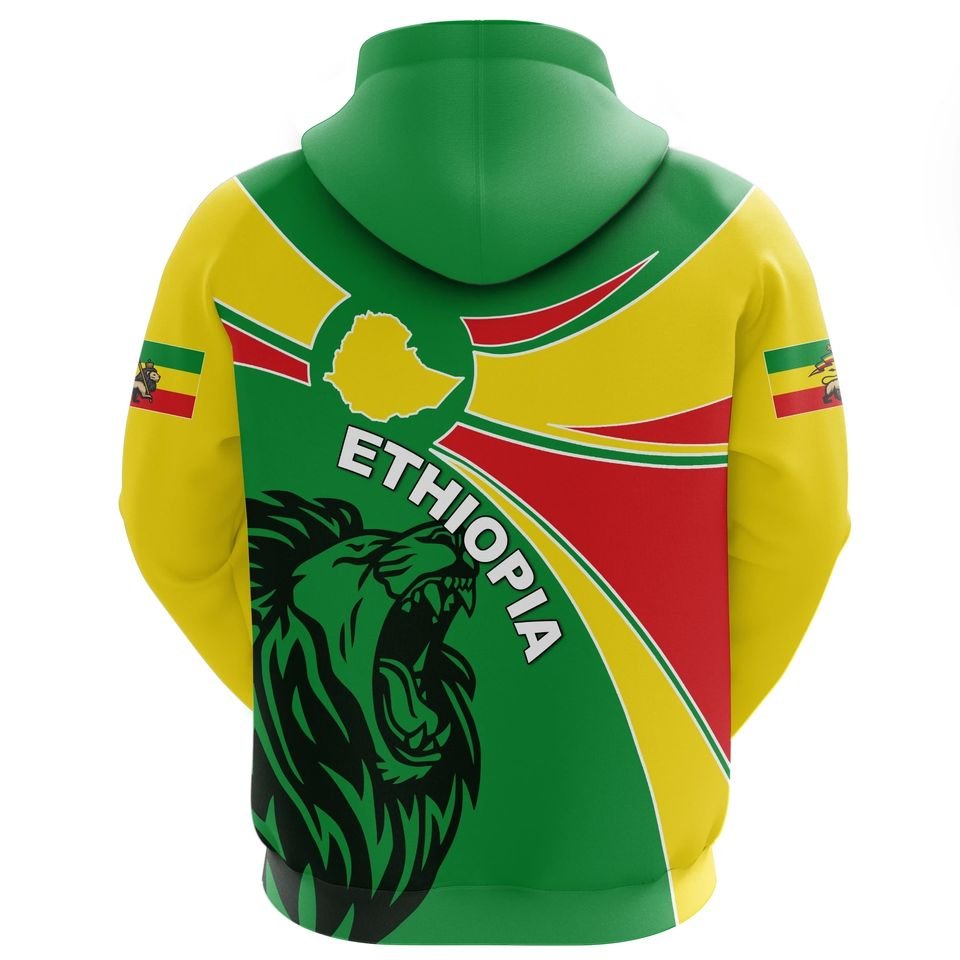Ethiopia Lion Full Zip Up Hoodie High Quality Custom Logo Habesha Ethiopian Traditional Vintage Unisex Oversized Men's Hoodies